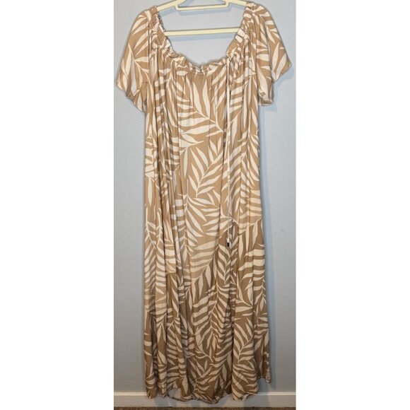 Anthropologie Conditions Apply Palm Leaf Off Shoulder Maxi Dress One Size NEW - Picture 4 of 9